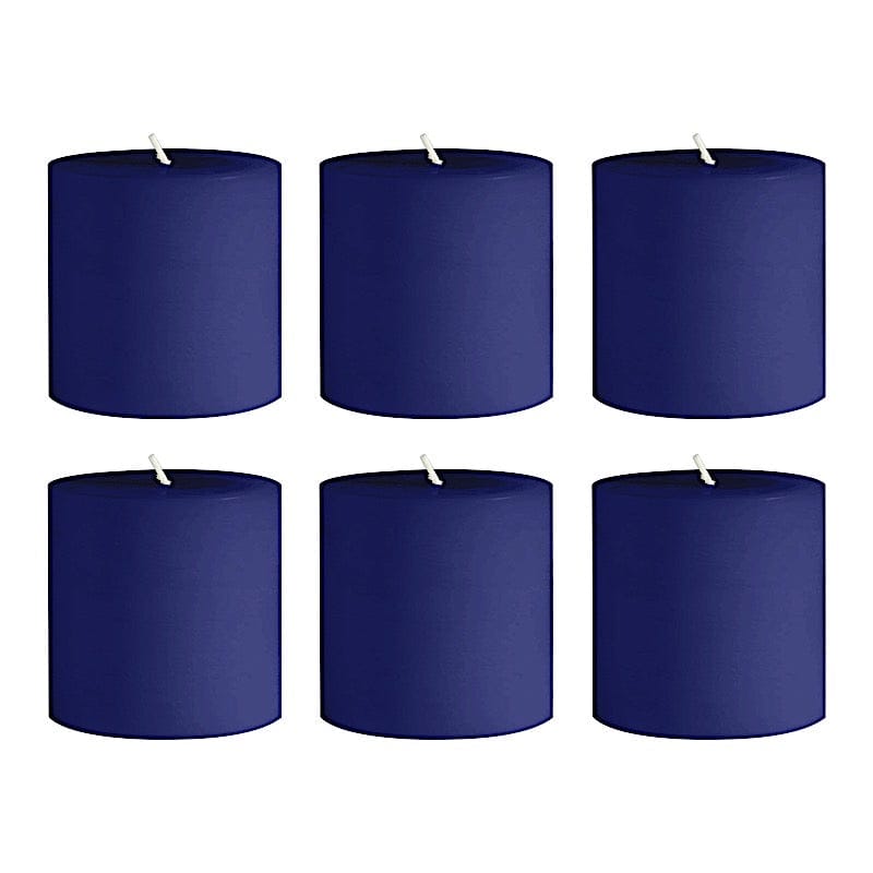 6 Round 3" x 3" Dripless Unscented Pillar Candles CAND_PL003_3X3_NAVY