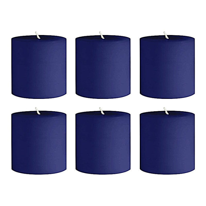 6 Round 3" x 3" Dripless Unscented Pillar Candles CAND_PL003_3X3_NAVY