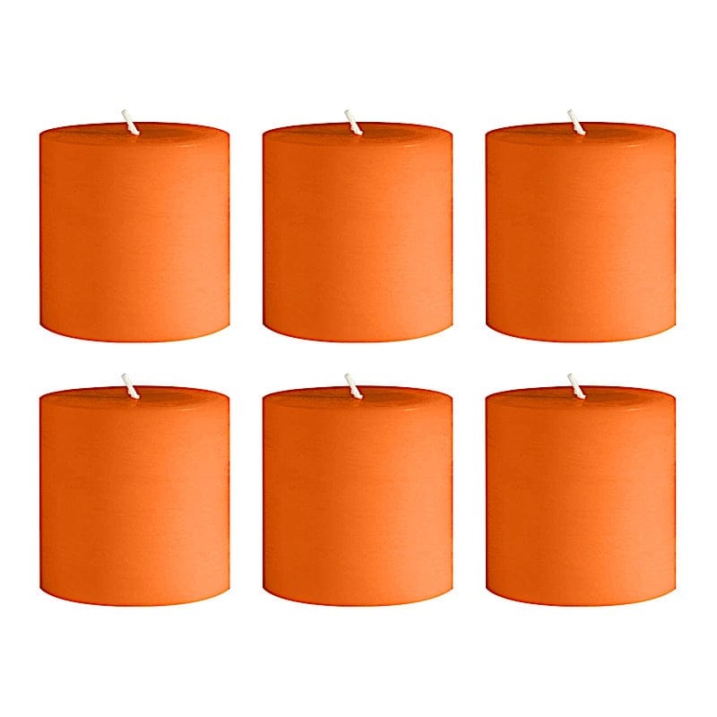 6 Round 3" x 3" Dripless Unscented Pillar Candles CAND_PL003_3X3_ORNG