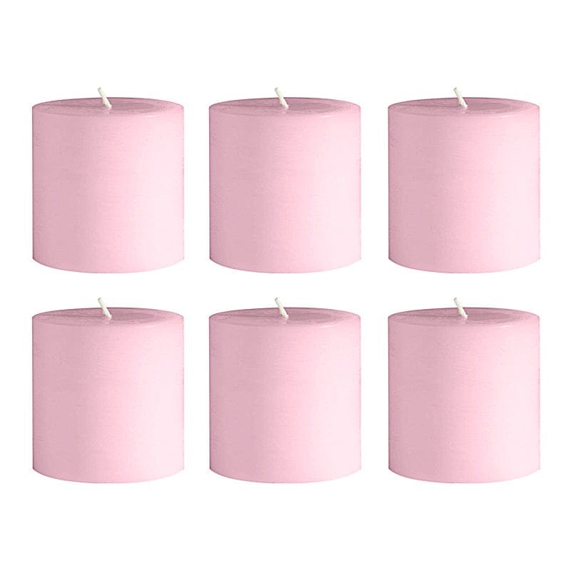 6 Round 3" x 3" Dripless Unscented Pillar Candles CAND_PL003_3X3_PINK