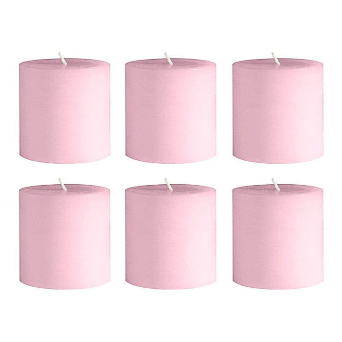 6 Round 3" x 3" Dripless Unscented Pillar Candles CAND_PL003_3X3_PINK