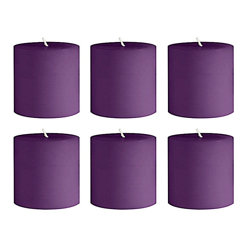 6 Round 3" x 3" Dripless Unscented Pillar Candles CAND_PL003_3X3_PURP