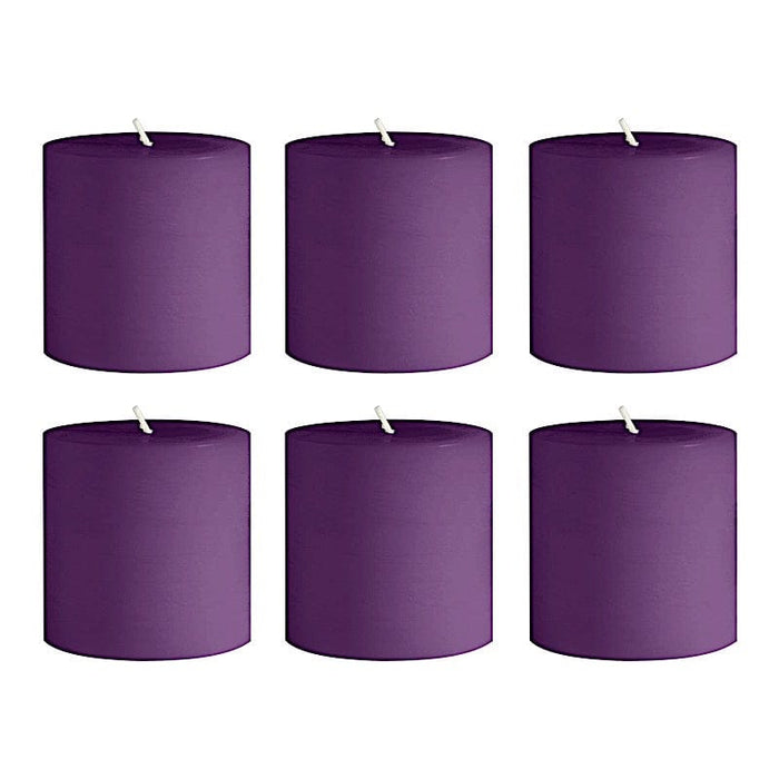 6 Round 3" x 3" Dripless Unscented Pillar Candles CAND_PL003_3X3_PURP