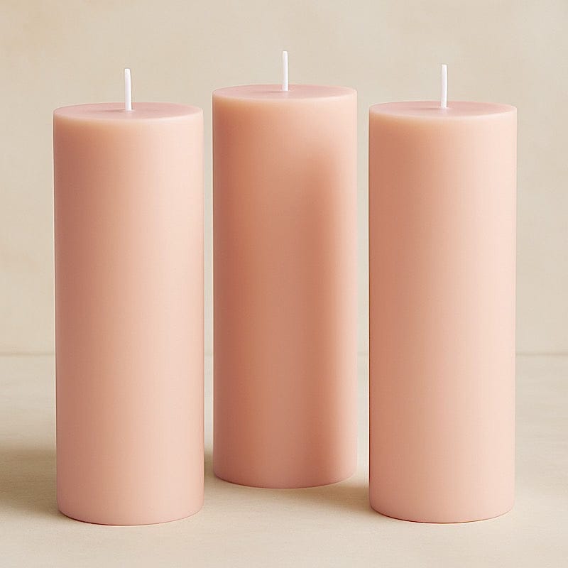 6 Round 3" x 9" Dripless Unscented Pillar Candles