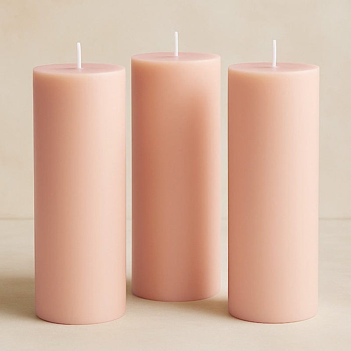 6 Round 3" x 9" Dripless Unscented Pillar Candles