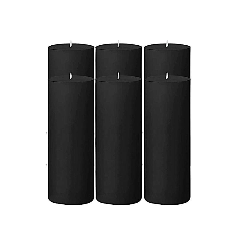 6 Round 3" x 9" Dripless Unscented Pillar Candles CAND_PL003_3X9_BLK