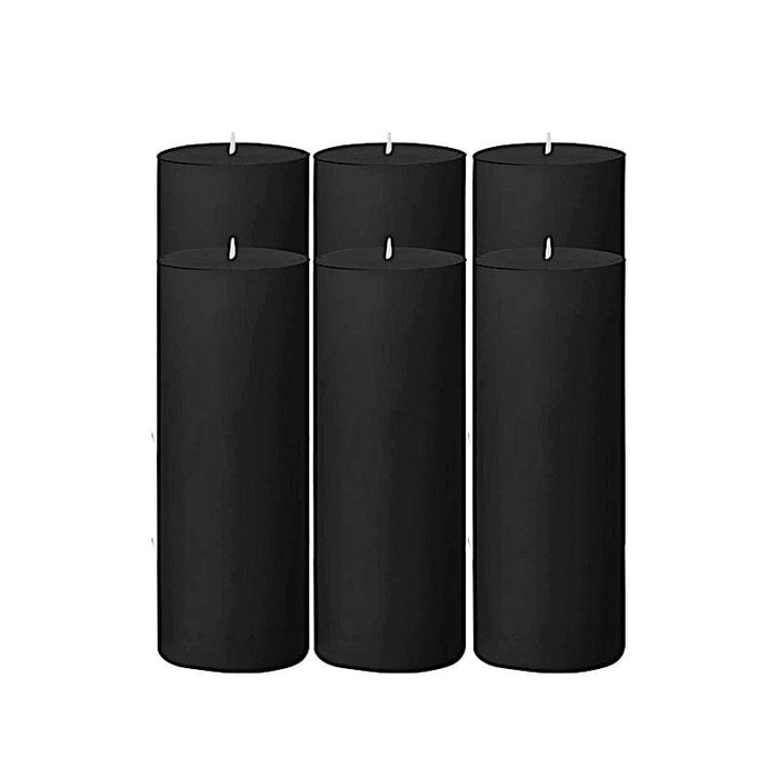 6 Round 3" x 9" Dripless Unscented Pillar Candles CAND_PL003_3X9_BLK