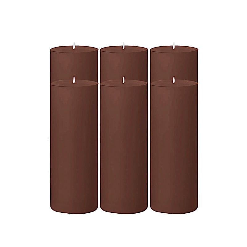 6 Round 3" x 9" Dripless Unscented Pillar Candles CAND_PL003_3X9_BRN