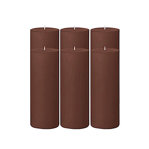 6 Round 3" x 9" Dripless Unscented Pillar Candles CAND_PL003_3X9_BRN