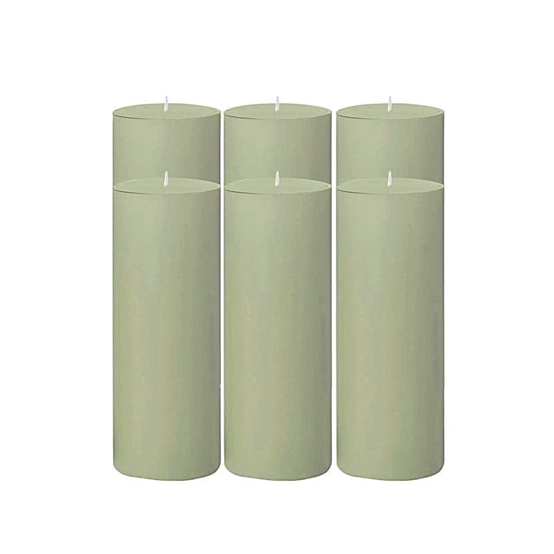 6 Round 3" x 9" Dripless Unscented Pillar Candles CAND_PL003_3X9_DSG