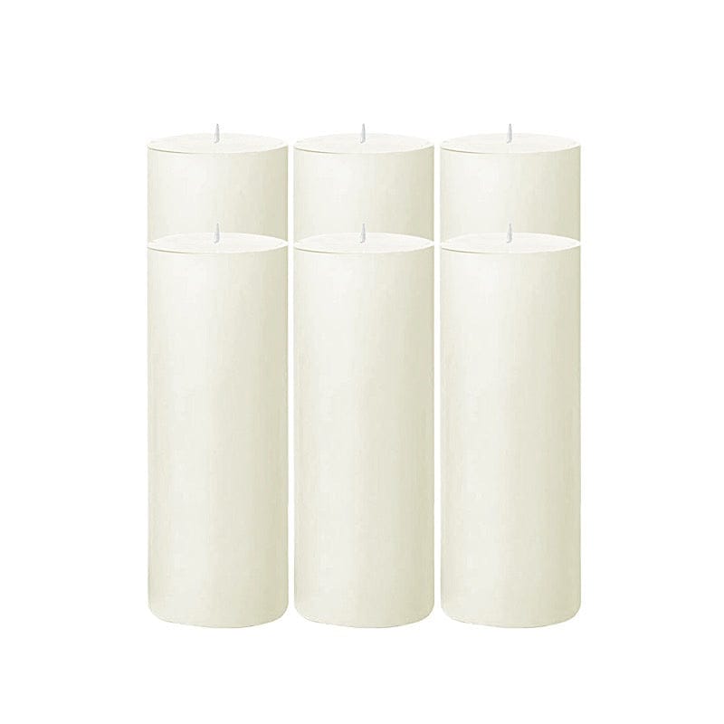 6 Round 3" x 9" Dripless Unscented Pillar Candles CAND_PL003_3X9_IVR
