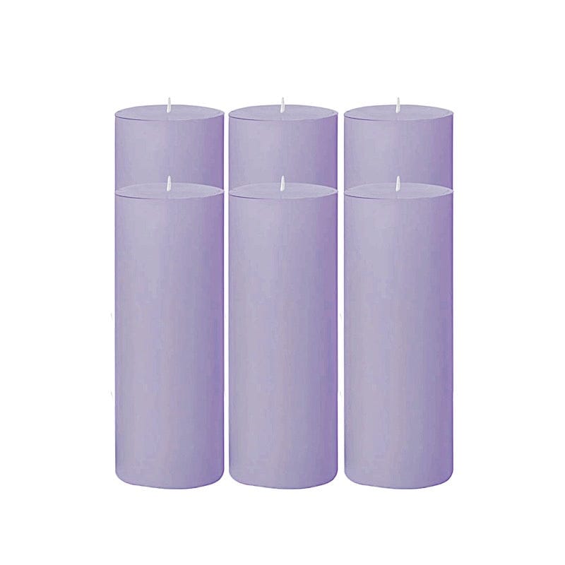 6 Round 3" x 9" Dripless Unscented Pillar Candles CAND_PL003_3X9_LAV