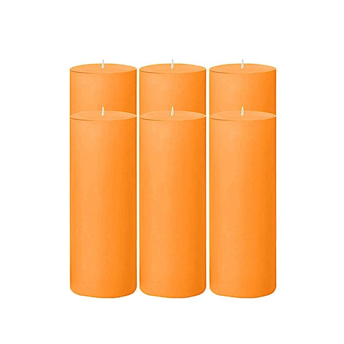 6 Round 3" x 9" Dripless Unscented Pillar Candles CAND_PL003_3X9_ORNG