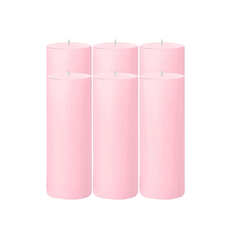 6 Round 3" x 9" Dripless Unscented Pillar Candles CAND_PL003_3X9_PINK