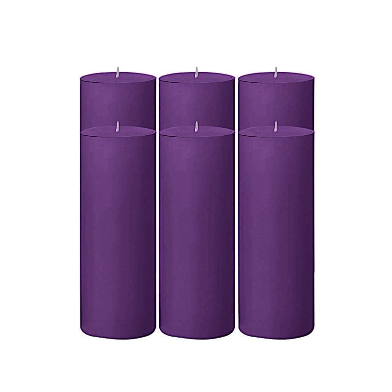 6 Round 3" x 9" Dripless Unscented Pillar Candles CAND_PL003_3X9_PURP