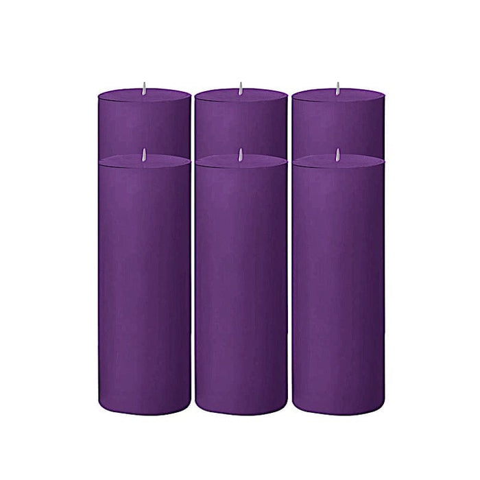 6 Round 3" x 9" Dripless Unscented Pillar Candles CAND_PL003_3X9_PURP