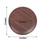 6 Round Wood Grain Design Heavy Duty Plastic Plates - Disposable Tableware