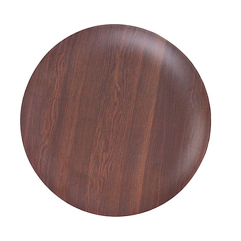 6 Round Wood Grain Design Heavy Duty Plastic Plates - Disposable Tableware DSP_PLR0028_10_BRN