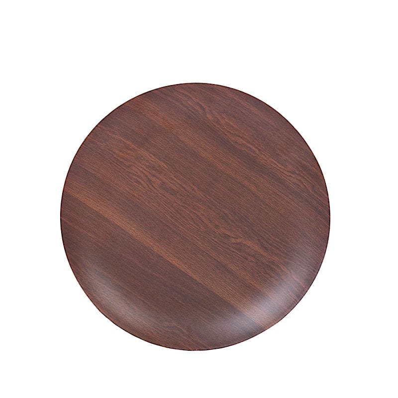 6 Round Wood Grain Design Heavy Duty Plastic Plates - Disposable Tableware DSP_PLR0028_8_BRN