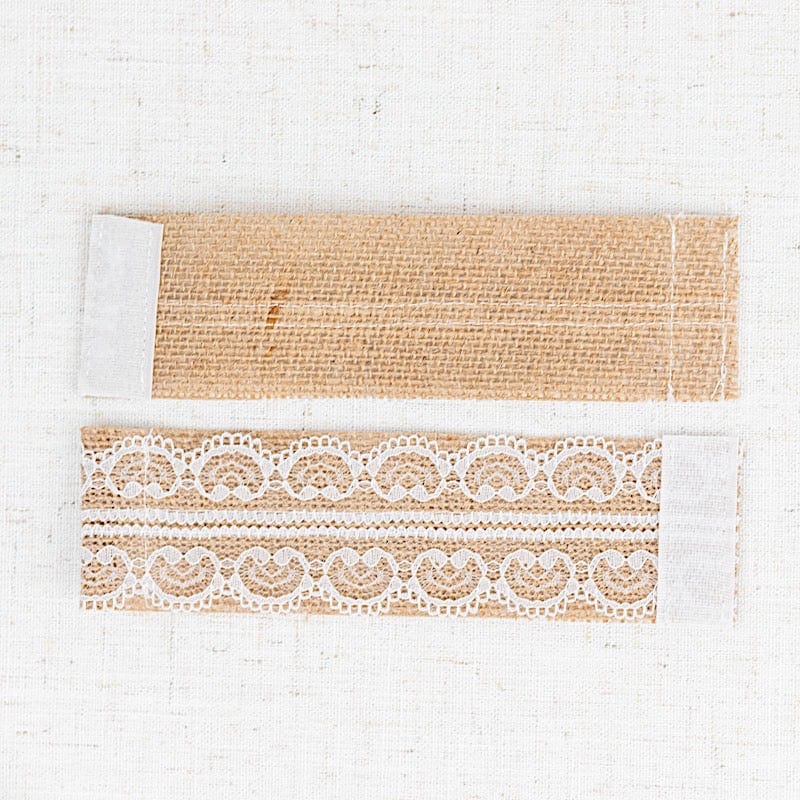 6 Rustic Farmhouse Style Jute and Lace Napkin Rings - Natural and White NAP_RING_JUTE01_WHT