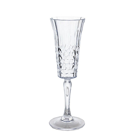 6 Shatterproof 6 oz Plastic Champagne Flutes with Embossed Leaf Pattern - Clear DSP_CUCP010_6_CLR