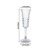 6 Shatterproof 6 oz Plastic Champagne Flutes with Embossed Leaf Pattern - Clear DSP_CUCP010_6_CLR