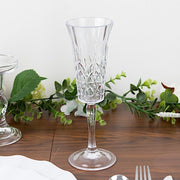 6 Shatterproof 6 oz Plastic Champagne Flutes with Embossed Leaf Pattern - Clear DSP_CUCP010_6_CLR