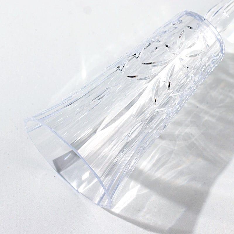 6 Shatterproof 6 oz Plastic Champagne Flutes with Embossed Leaf Pattern - Clear DSP_CUCP010_6_CLR