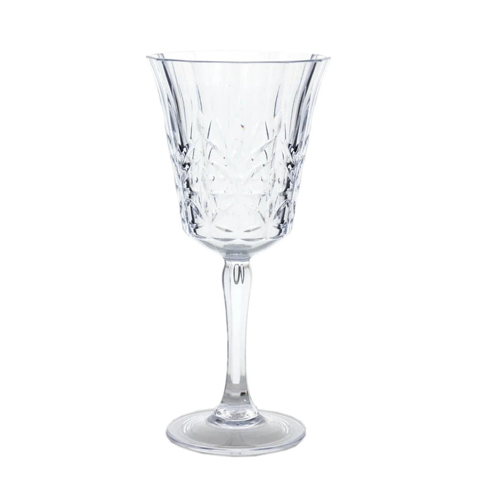 6 Shatterproof Plastic Wine Glasses with  Embossed Leaf Pattern - Clear DSP_CUWN010_10_CLR