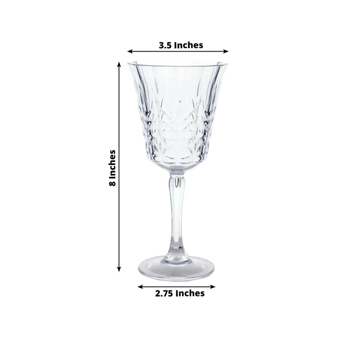 6 Shatterproof Plastic Wine Glasses with  Embossed Leaf Pattern - Clear DSP_CUWN010_10_CLR
