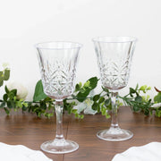 6 Shatterproof Plastic Wine Glasses with  Embossed Leaf Pattern - Clear DSP_CUWN010_10_CLR