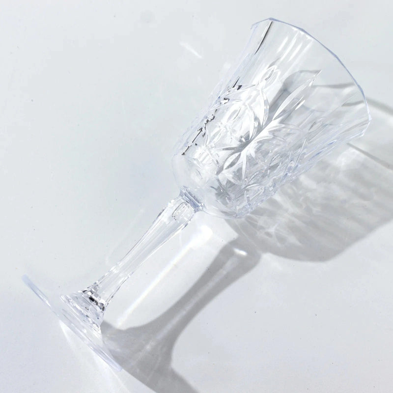 6 Shatterproof Plastic Wine Glasses with  Embossed Leaf Pattern - Clear DSP_CUWN010_10_CLR