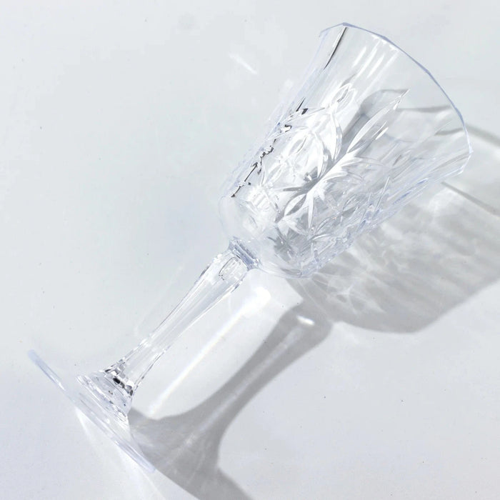 6 Shatterproof Plastic Wine Glasses with  Embossed Leaf Pattern - Clear DSP_CUWN010_10_CLR