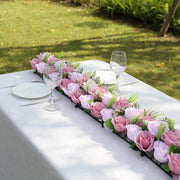 6 Silk Rose Flower Panels Artificial Floral Table Centerpiece