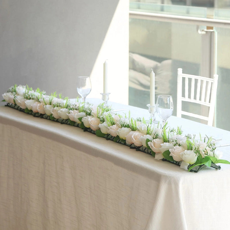 6 Silk Rose Flower Panels Artificial Floral Table Centerpiece