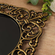 6 Square 12" Vintage Acrylic Dinner Charger Plates with Hollow Lace Borders