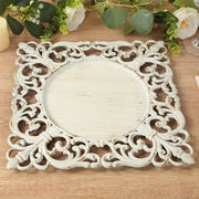 6 Square 12" Vintage Acrylic Dinner Charger Plates with Hollow Lace Borders CHRG_PLST0047_ANTQ