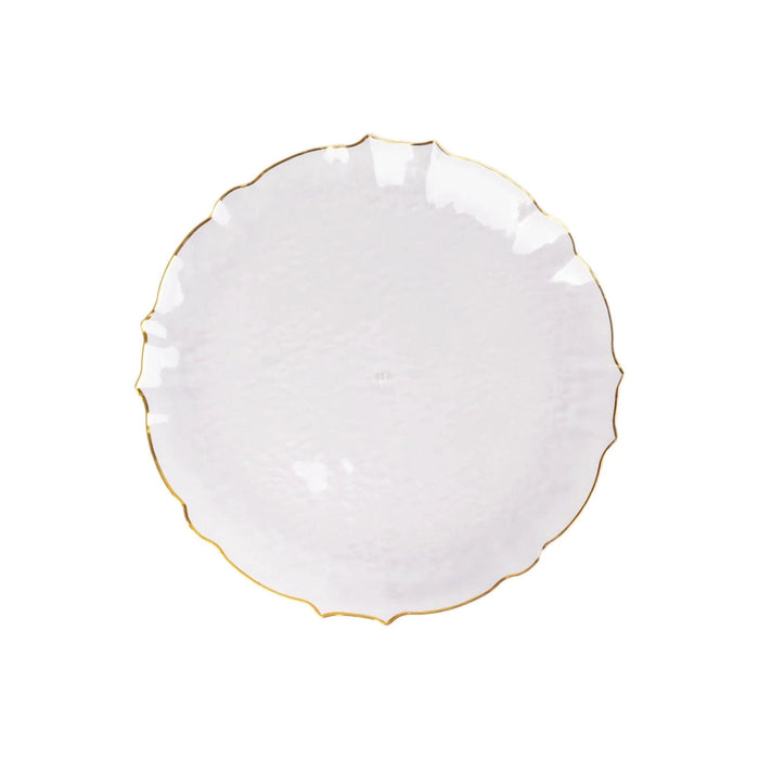 6 Sunflower Plastic Dinner Charger Plates with Scalloped Rim - Clear and Gold CHRG_PLST0032_CLGD