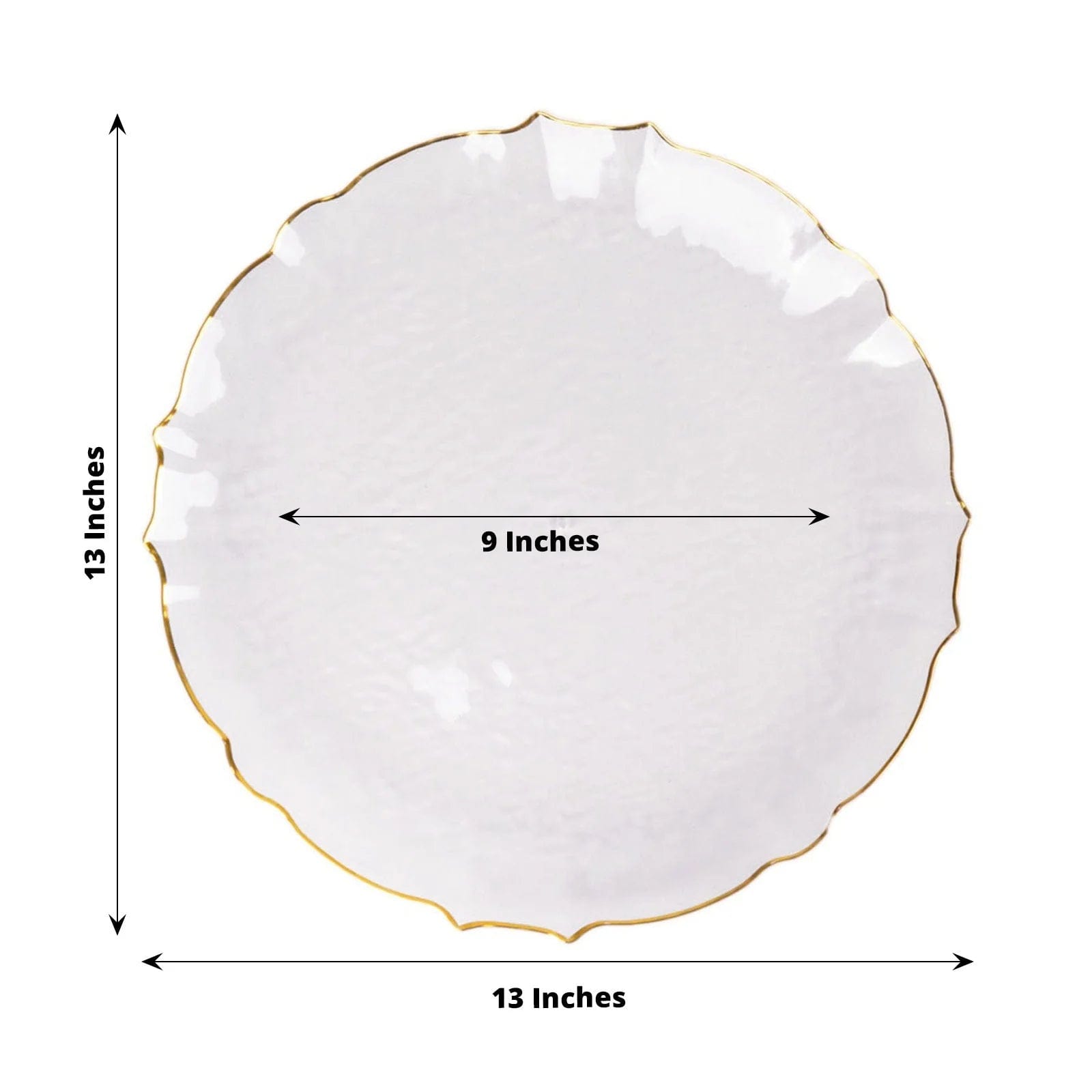 6 Sunflower Plastic Dinner Charger Plates with Scalloped Rim - Clear and Gold CHRG_PLST0032_CLGD