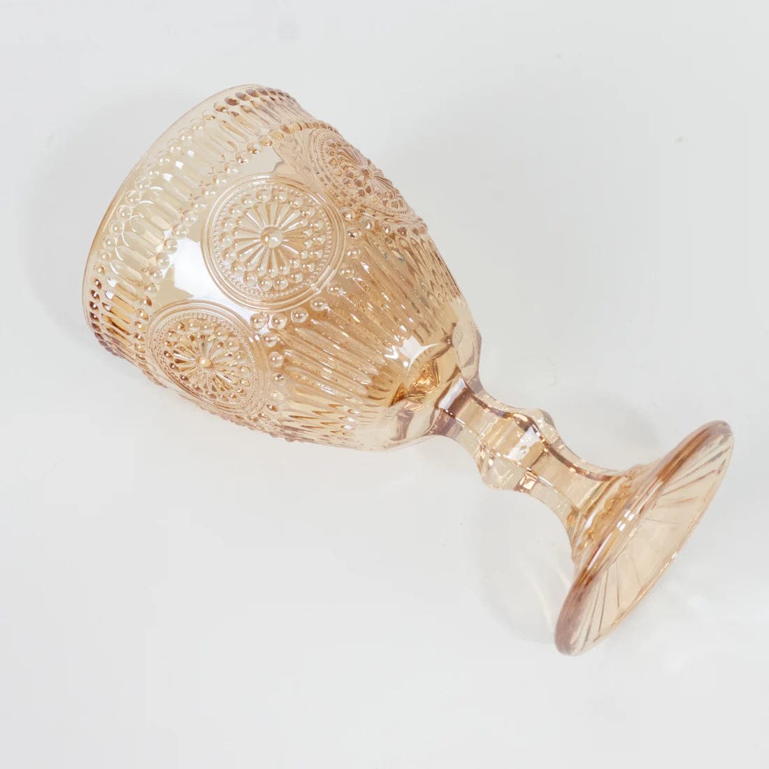 6 Vintage 11 oz Wine Glasses Goblets with Embossed Floral Pattern