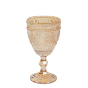 6 Vintage 11 oz Wine Glasses Goblets with Embossed Floral Pattern GLAS_CUWN005A_11_AMB