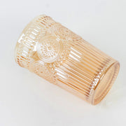 6 Vintage 13 oz Glass Tumblers with Embossed Floral Pattern