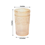 6 Vintage 13 oz Glass Tumblers with Embossed Floral Pattern