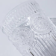 6 Vintage 13 oz Glass Tumblers with Embossed Floral Pattern