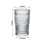 6 Vintage 13 oz Glass Tumblers with Embossed Floral Pattern