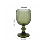6 Vintage 13 oz Ribbed Wine Glasses Goblets with Ball Stem Accent