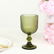 6 Vintage 13 oz Ribbed Wine Glasses Goblets with Ball Stem Accent