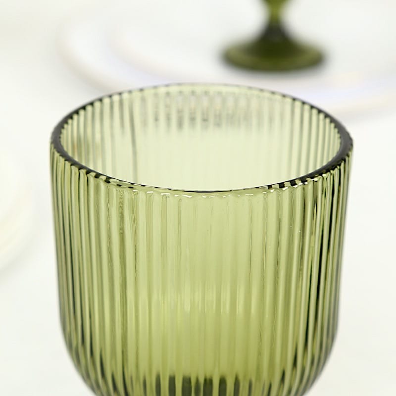 6 Vintage 13 oz Ribbed Wine Glasses Goblets with Ball Stem Accent