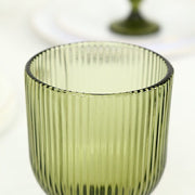 6 Vintage 13 oz Ribbed Wine Glasses Goblets with Ball Stem Accent