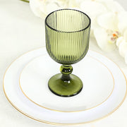6 Vintage 13 oz Ribbed Wine Glasses Goblets with Ball Stem Accent